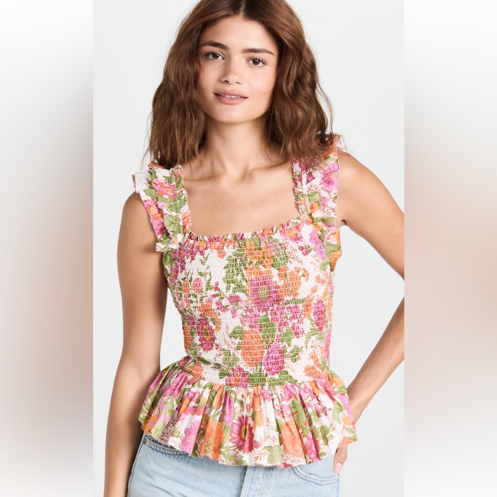 Floral Ruffle Smocked Top